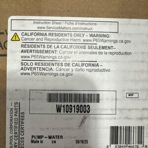 W10919003 pump BRAND NEW directly from GE